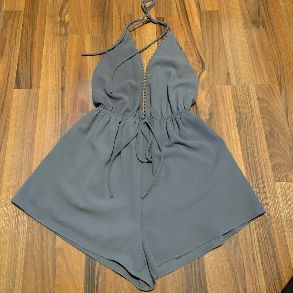 Gray halter romper play suit/coverup